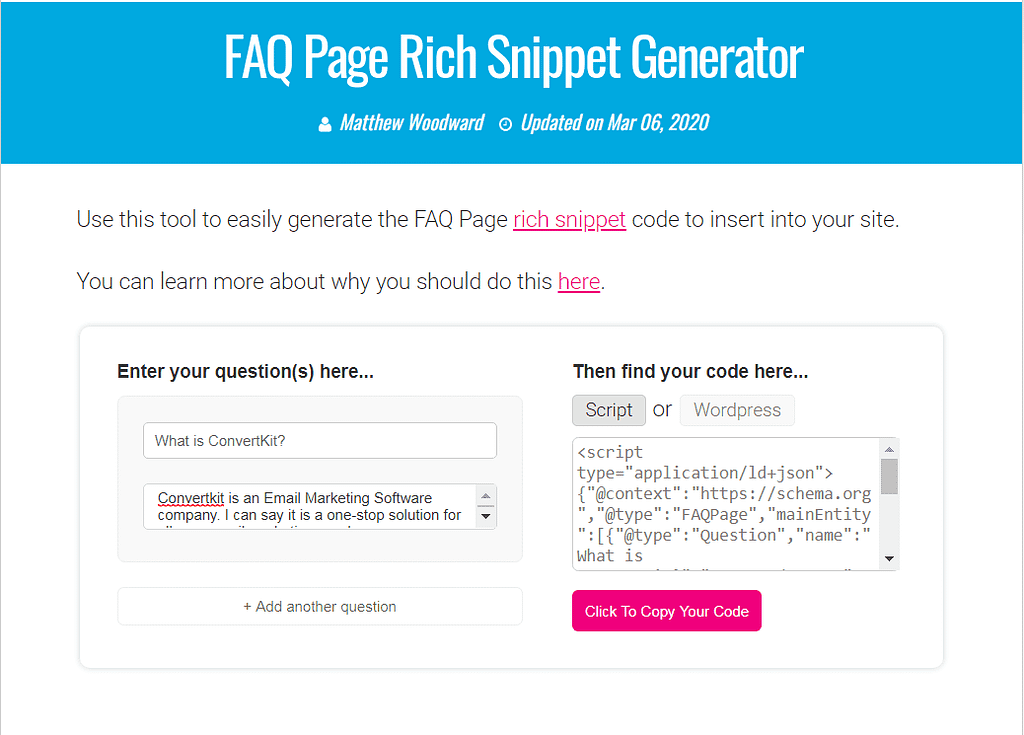 How to add FAQ Schema in WordPress or any Website? add faq in schema generator tool