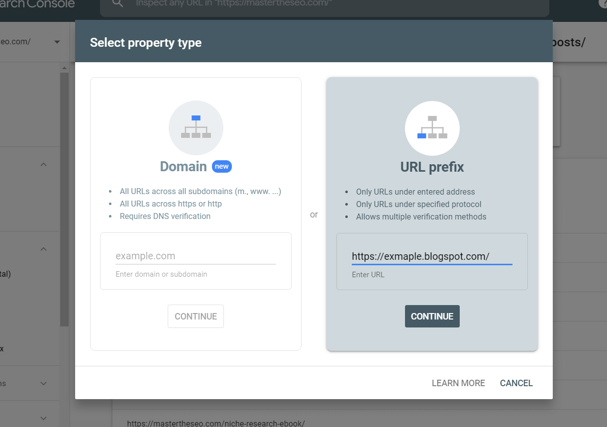 How to Submit Blogger Sitemap to Google Search Console (2020 Updated) Adding website property in search engine console